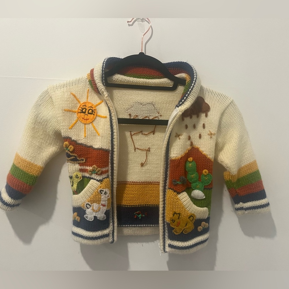 Knitted Wool Jacket for Boys. Made in Colombia. Size 2.